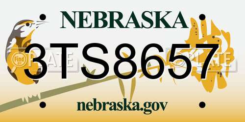 3TS8657 Nebraska License Plate