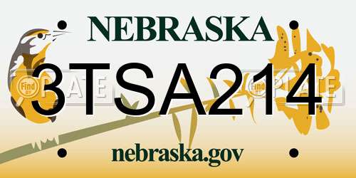 3TSA214 Nebraska License Plate