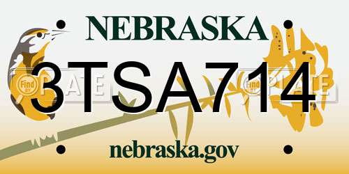 3TSA714 Nebraska License Plate