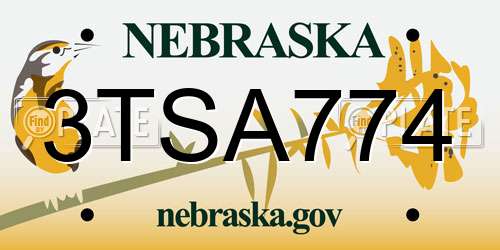 3TSA774 Nebraska License Plate