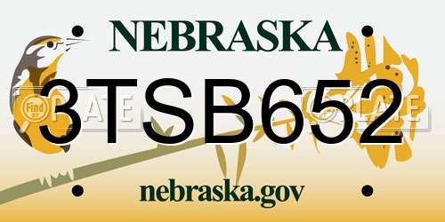 3TSB652 Nebraska License Plate