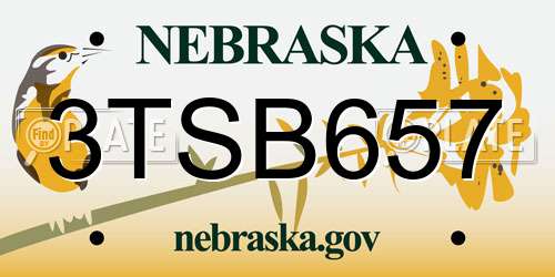 3TSB657 Nebraska License Plate