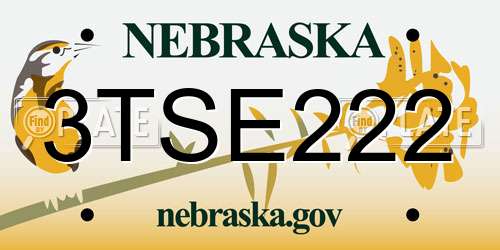 3TSE222 Nebraska License Plate