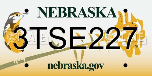 3TSE227 Nebraska License Plate