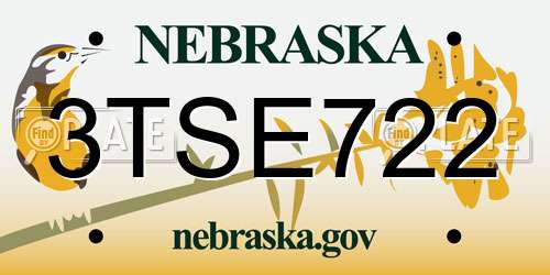 3TSE722 Nebraska License Plate