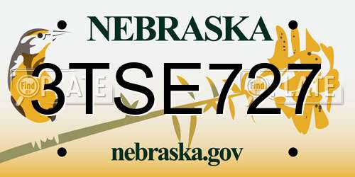 3TSE727 Nebraska License Plate