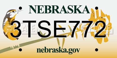 3TSE772 Nebraska License Plate
