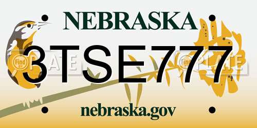 3TSE777 Nebraska License Plate