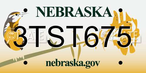3TST675 Nebraska License Plate
