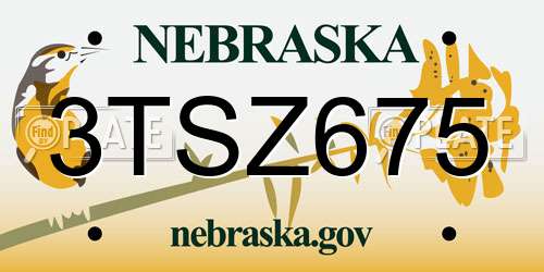 3TSZ675 Nebraska License Plate