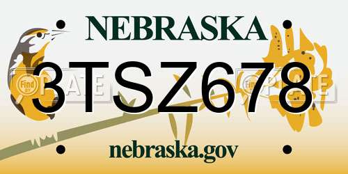 3TSZ678 Nebraska License Plate