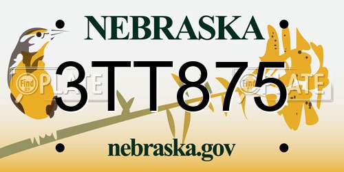 3TT875 Nebraska License Plate