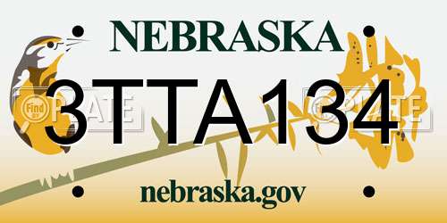 3TTA134 Nebraska License Plate