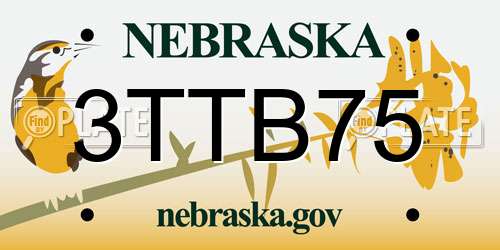 3TTB75 Nebraska License Plate