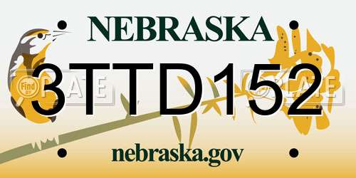 3TTD152 Nebraska License Plate