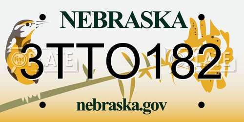 3TTO182 Nebraska License Plate