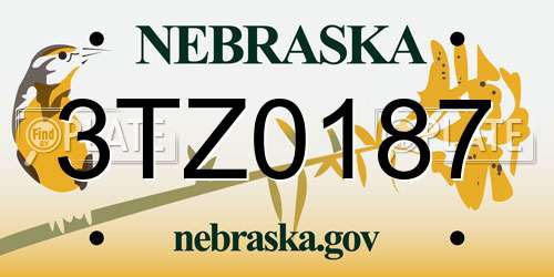 3TZ0187 Nebraska License Plate