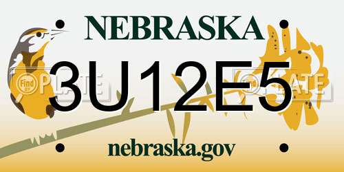 3U12E5 Nebraska License Plate