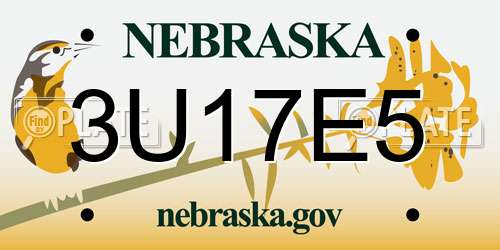 3U17E5 Nebraska License Plate