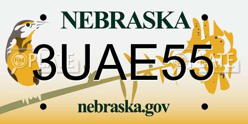 3UAE55 Nebraska License Plate