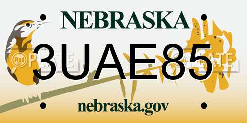 3UAE85 Nebraska License Plate