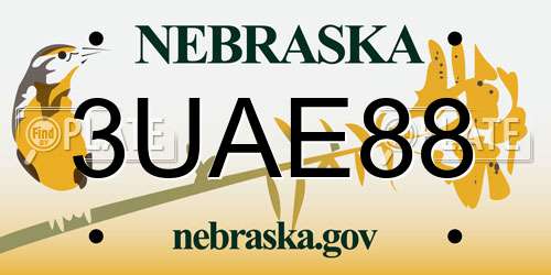 3UAE88 Nebraska License Plate