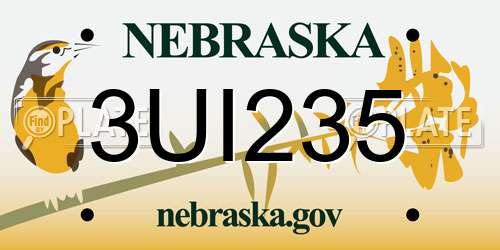 3UI235 Nebraska License Plate
