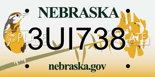 3UI738 Nebraska License Plate