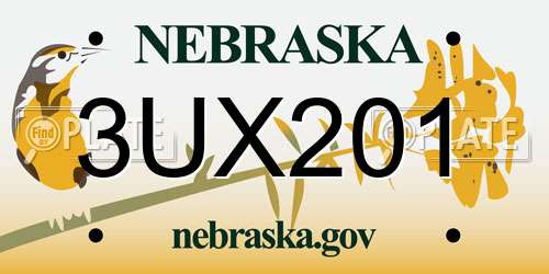 3UX201 Nebraska License Plate