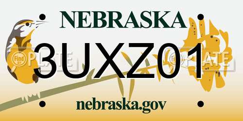 3UXZ01 Nebraska License Plate