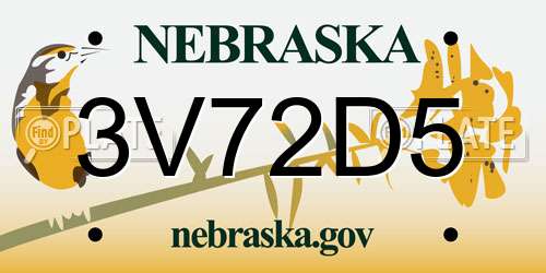 3V72D5 Nebraska License Plate