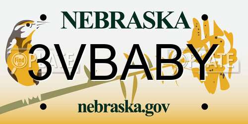 3VBABY Nebraska License Plate