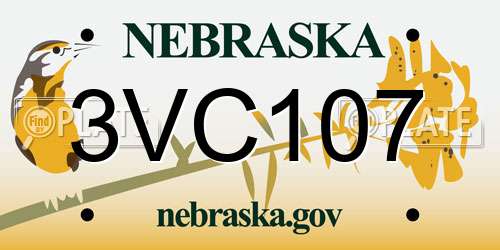 3VC107 Nebraska License Plate