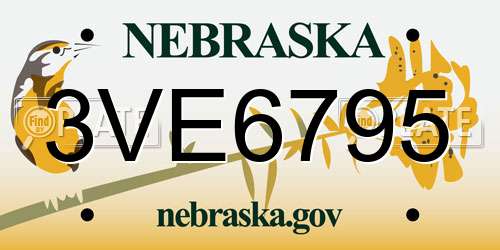 3VE6795 Nebraska License Plate