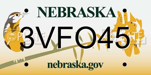 3VFO45 Nebraska License Plate
