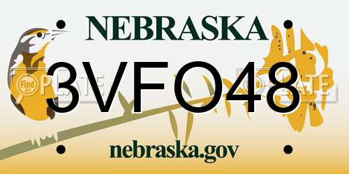 3VFO48 Nebraska License Plate