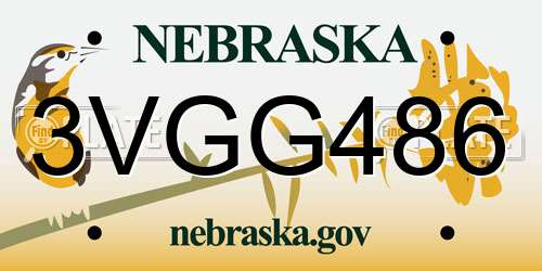 3VGG486 Nebraska License Plate