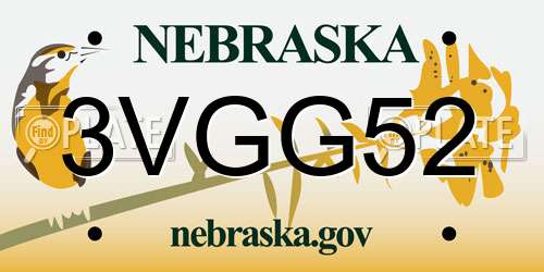 3VGG52 Nebraska License Plate