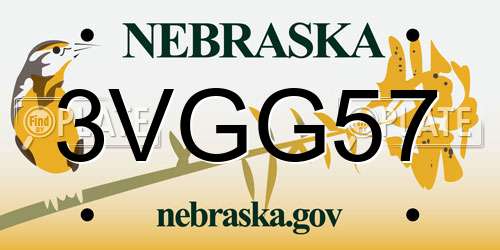 3VGG57 Nebraska License Plate