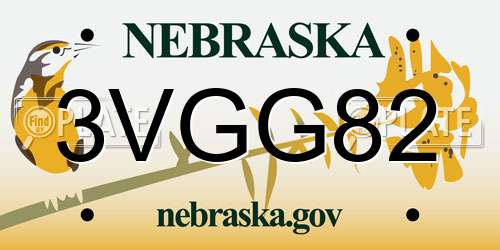 3VGG82 Nebraska License Plate