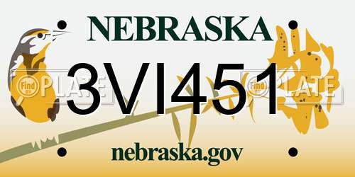 3VI451 Nebraska License Plate