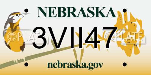 3VII47 Nebraska License Plate