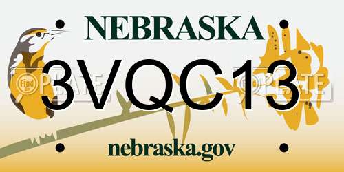 3VQC13 Nebraska License Plate