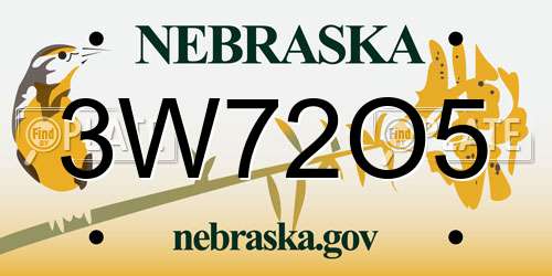 3W72O5 Nebraska License Plate
