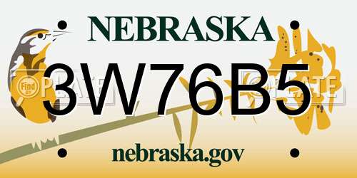 3W76B5 Nebraska License Plate