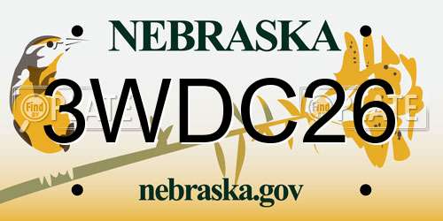 3WDC26 Nebraska License Plate