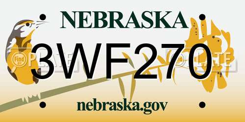 3WF270 Nebraska License Plate