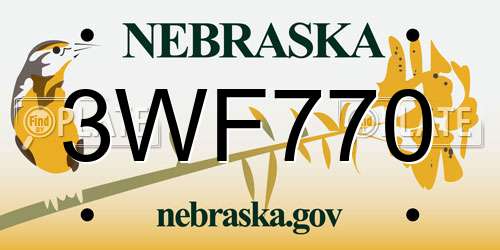 3WF770 Nebraska License Plate