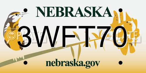 3WFT70 Nebraska License Plate