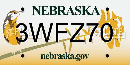 3WFZ70 Nebraska License Plate